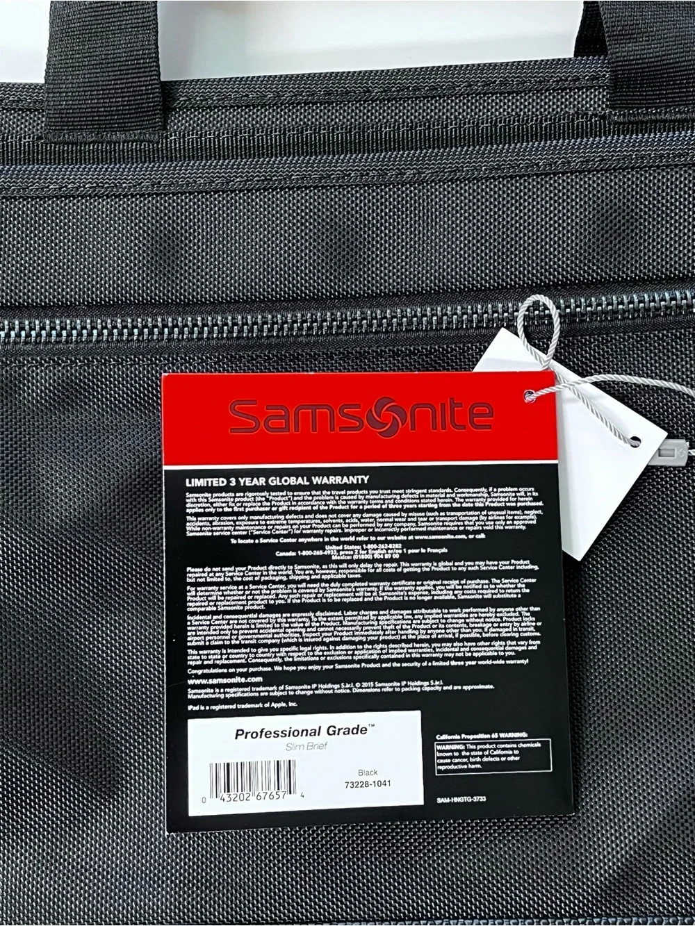 Samsonite Black Laptop Briefcase with Front Zip Pocket